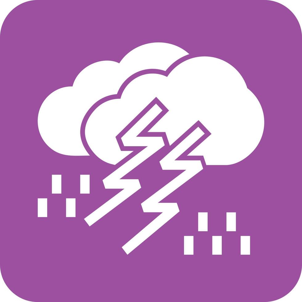 Thunderstorm Glyph Round Background Icon vector