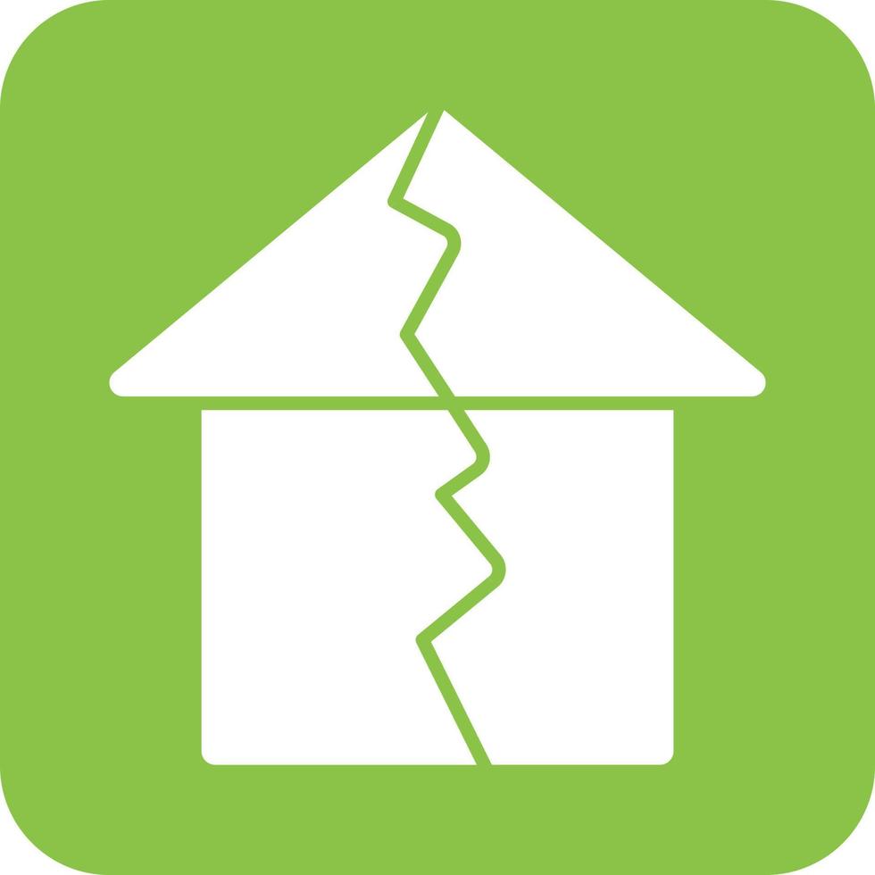 Earthquake Hitting House Glyph Round Background Icon vector