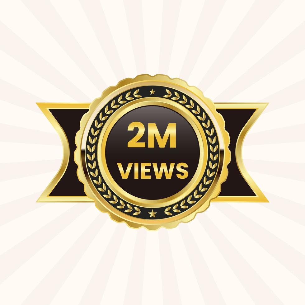 2 Million Plus Views badge Design or 2m views label vector