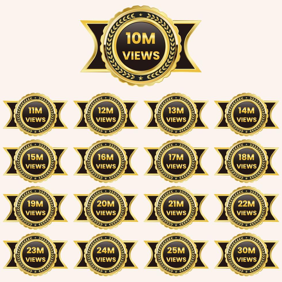 million views celebration background design banner 10m views to 30m views label vector