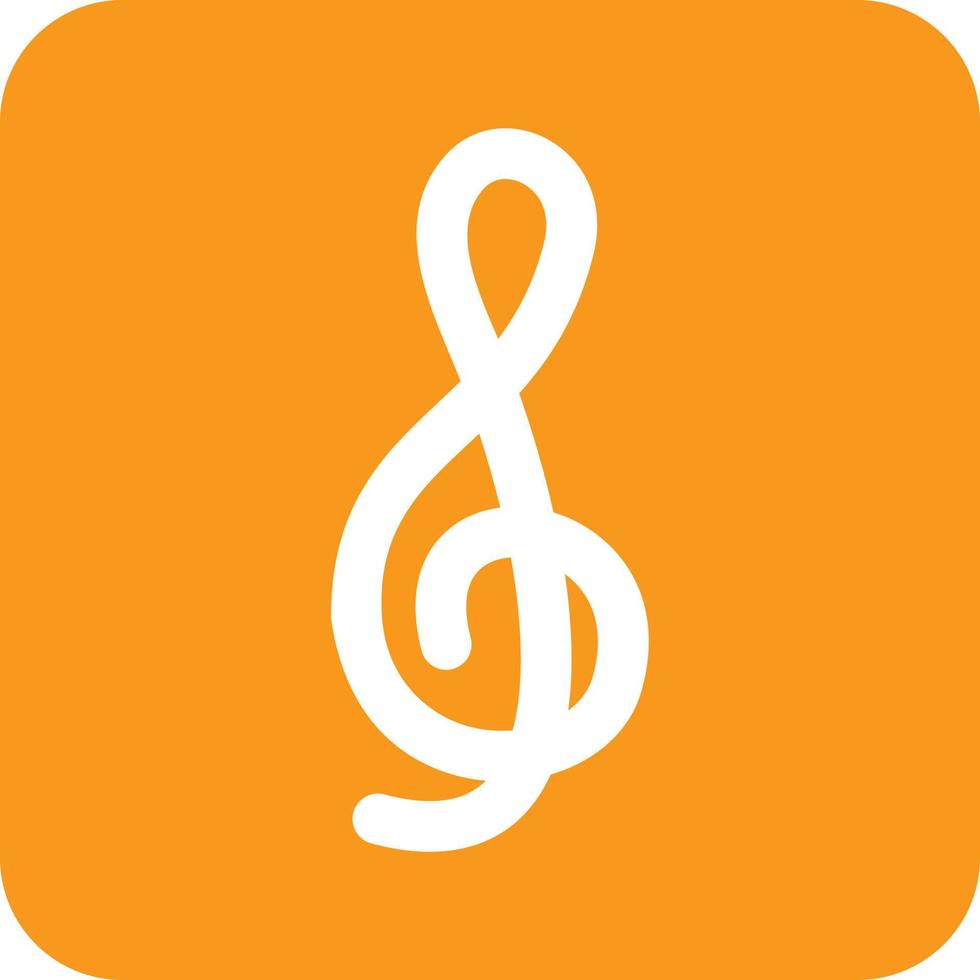Treble Clef Glyph Round Background Icon vector
