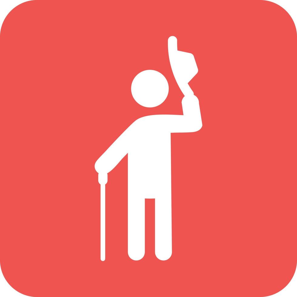 Elegant Man Saluting Glyph Round Background Icon vector