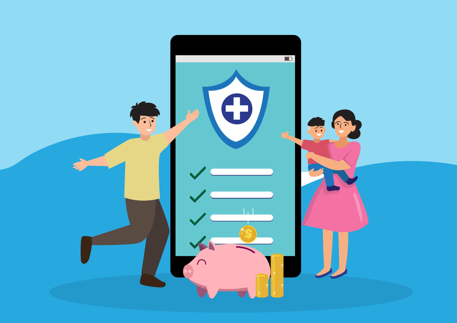 Family Life Insurance Parents And Children Health Care Concept Or family-life-insurance-parents-and-children-health-care-concept-or