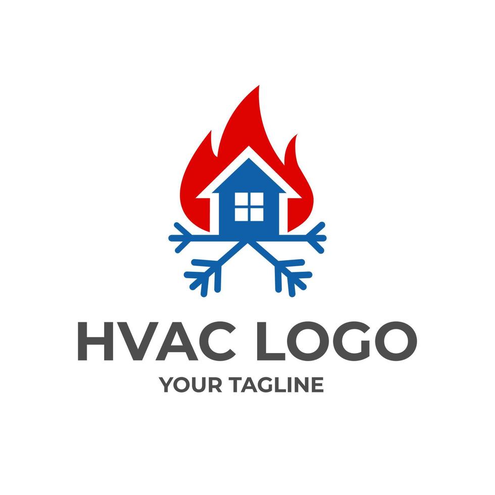 hvac, instalación del logotipo de calefacción y aire acondicionado de la casa vector