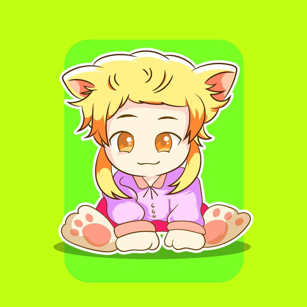 premium vector l vector little girl wearing cute cat costume.