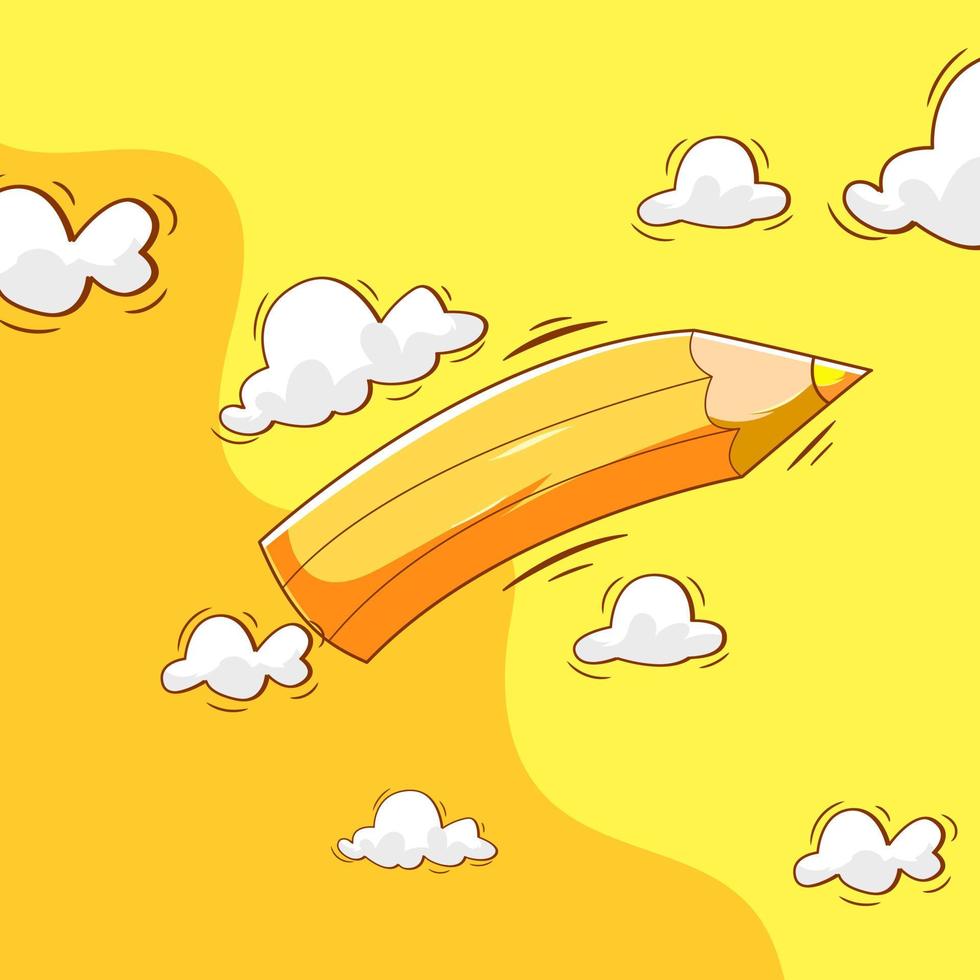 premium vector l vector cute flying pencil. suitable for children's design.