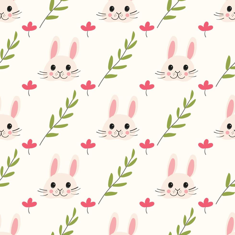 rabbit head and branch pattern vector