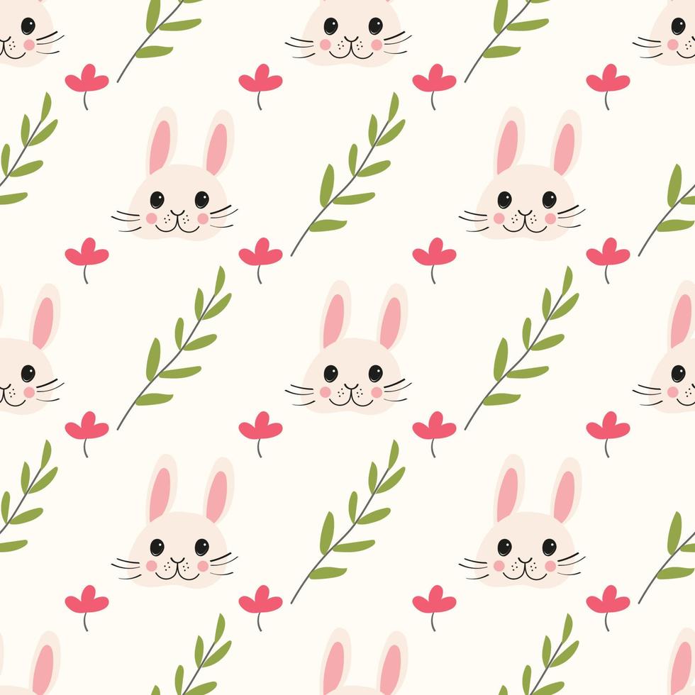 rabbit head and branch pattern vector