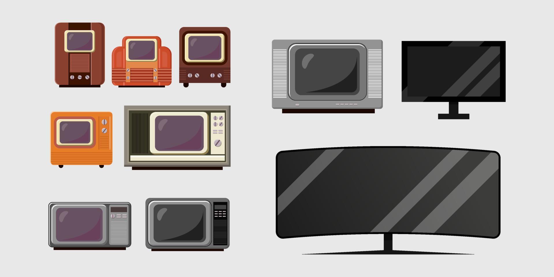 set illustration of the evolution of television from years to years vector