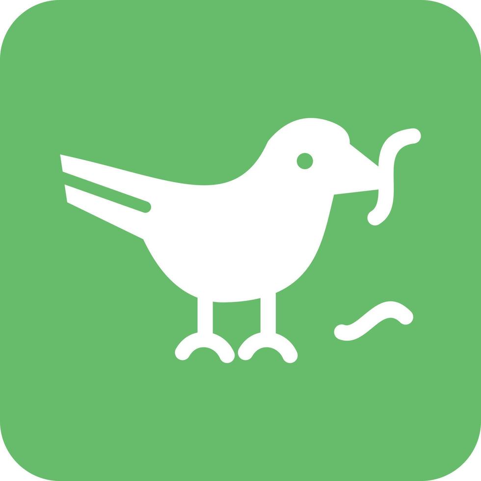 Bird Eating Worm Glyph Round Background Icon vector