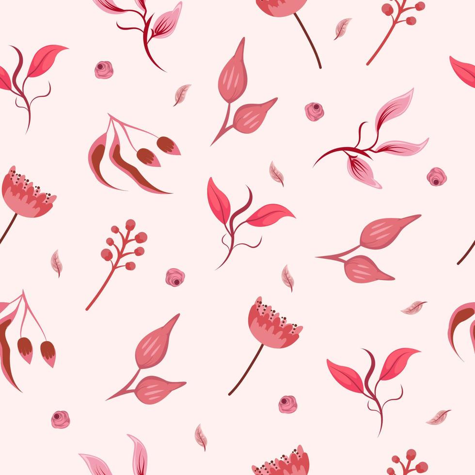 red pink flower seamless pattern wallpaper vector