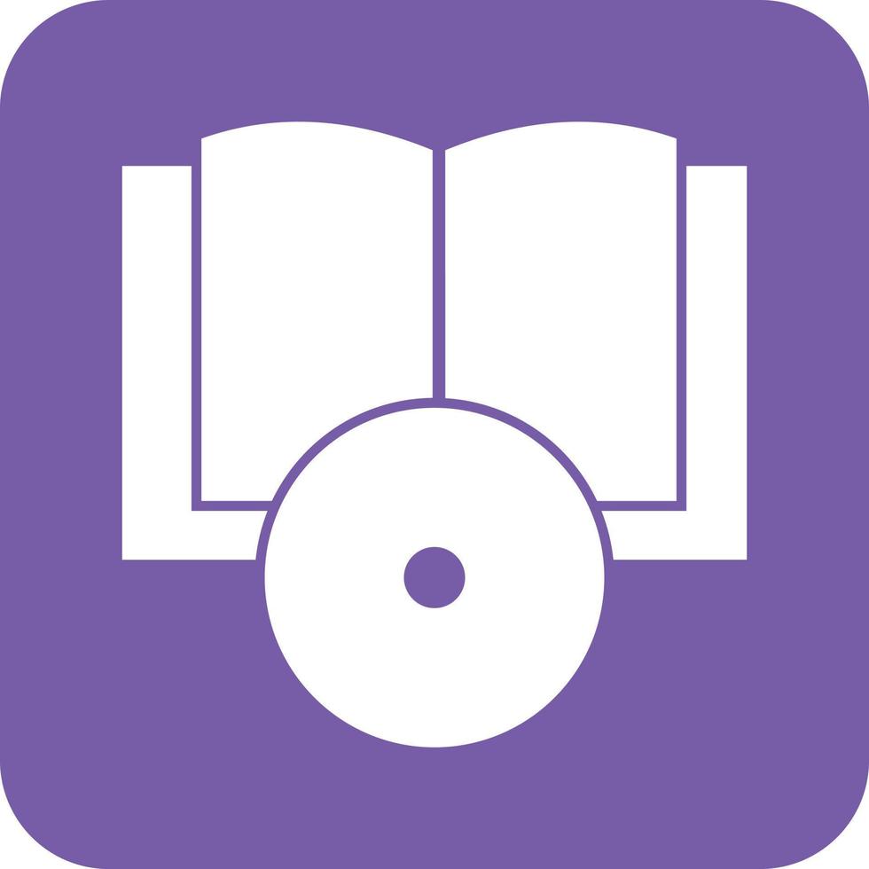 libro en cd glifo icono de fondo redondo vector