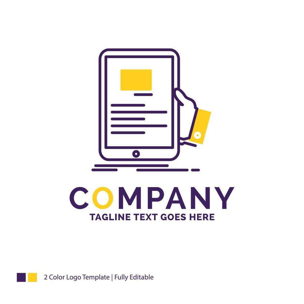 Company Name Logo Design For forum. online. webinar. seminar. tutorial. Purple and yellow Brand Name Design with place for Tagline. Creative Logo template for Small and Large Business. vector