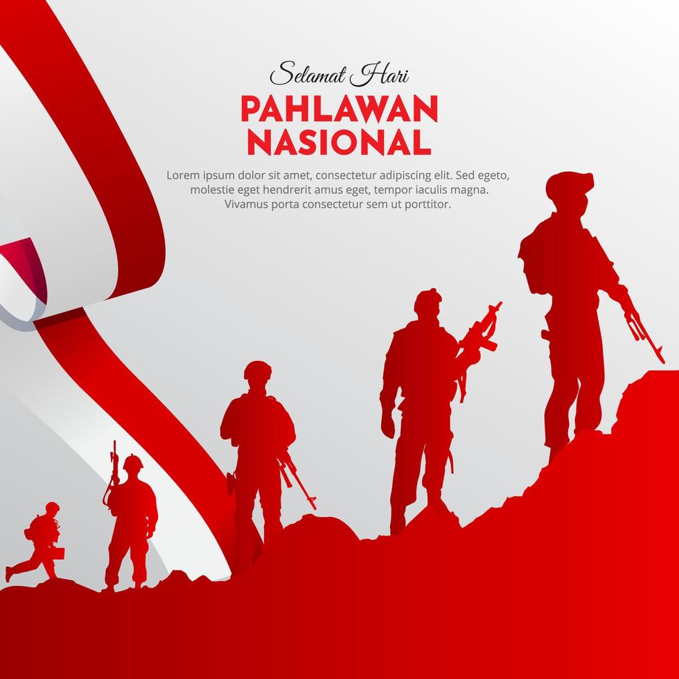 Celebration of heroes day of Indonesia design vector. Hari Pahlawan is Indonesian Heroes day vector