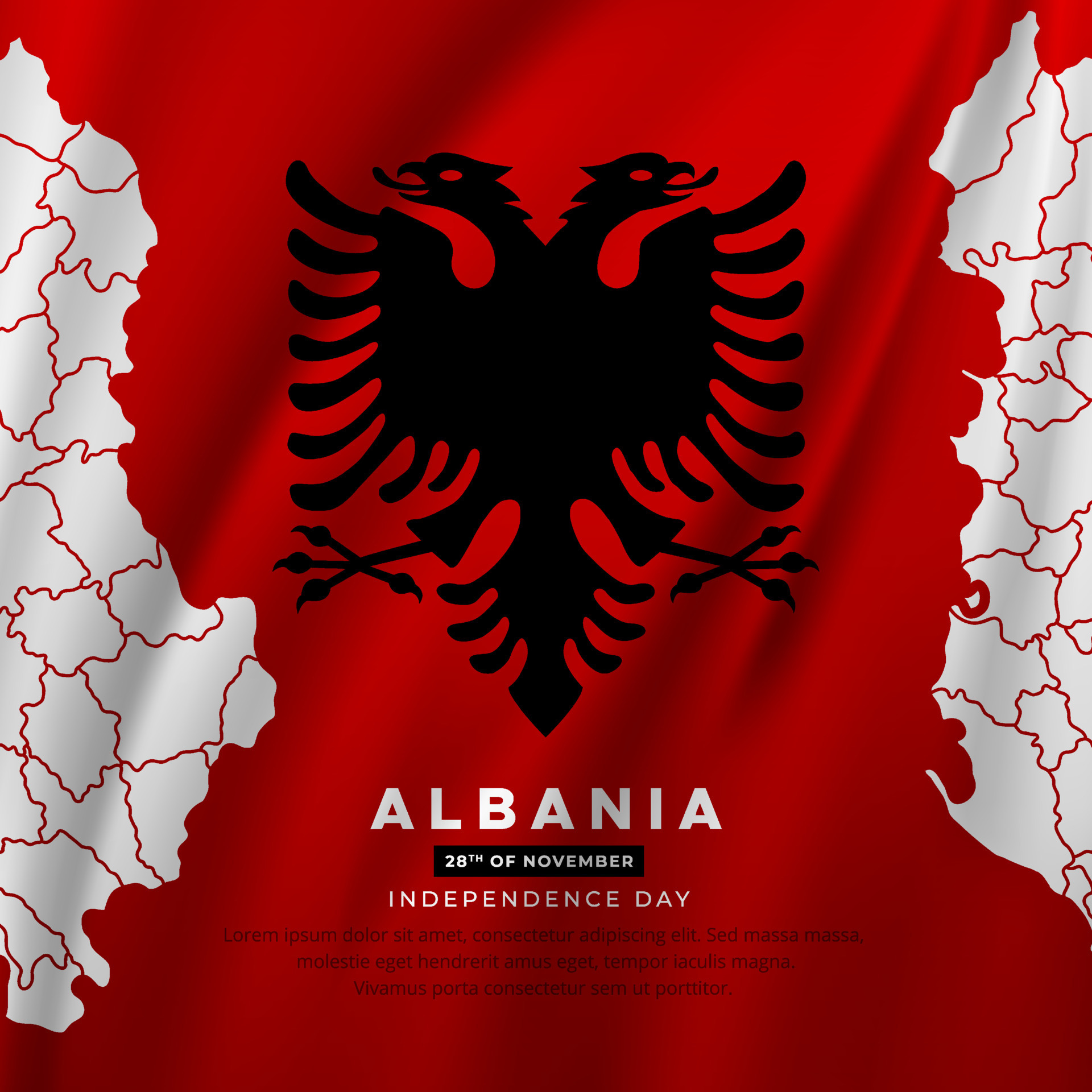 nuevo diseño del vector del día de la independencia de albania. bandera