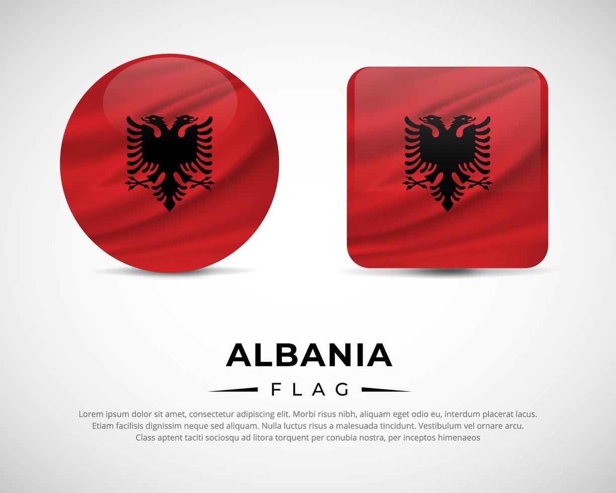 Collection of Albania flag emblem icon. Albania flag symbol icon vector. vector
