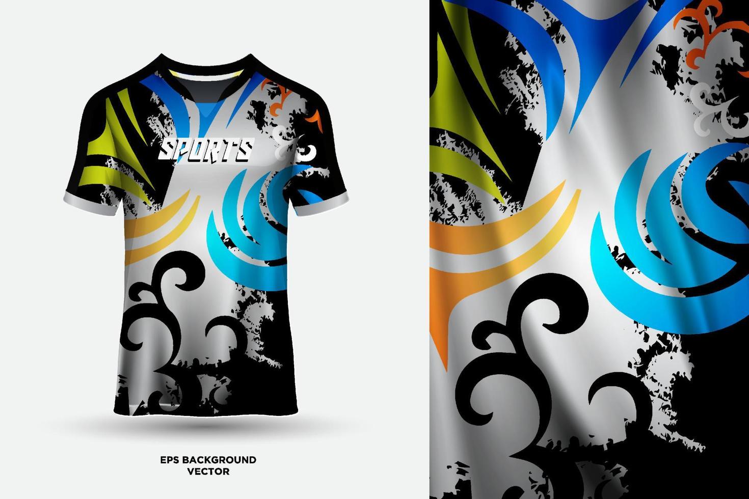 diseño futurista y fantástico de camiseta de camiseta adecuado para deportes, carreras, fútbol, juegos y vectores de deportes electrónicos