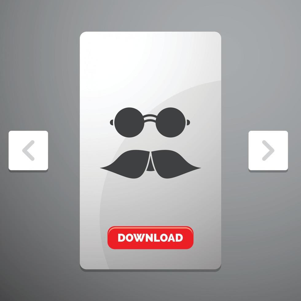 bigote. inconformista. movimiento lentes. icono de glifo de hombres vector