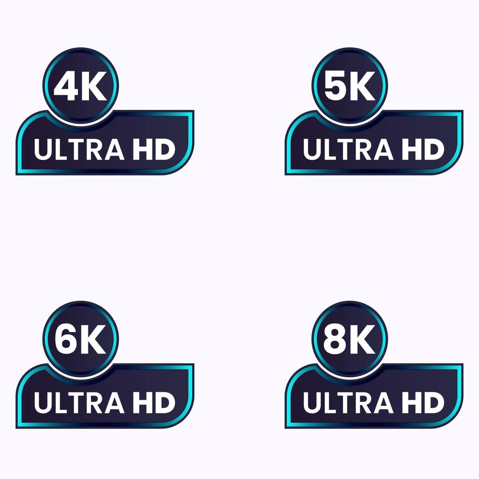 8k 4k 5k ultra hd video resolution icon logo Vector Image set