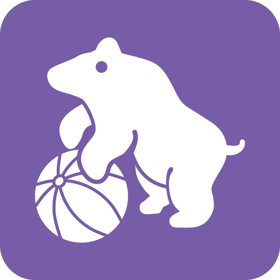 Bear Performing Glyph Round Background Icon vector