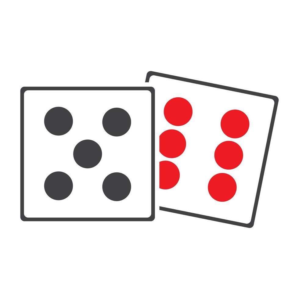 Dices sign icon. Casino game symbol. Flat dice icon. Round button with flat game icon Vector