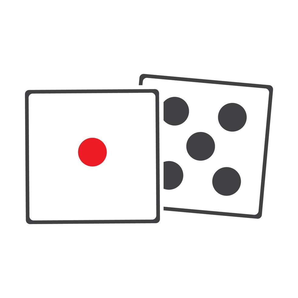 Dices sign icon. Casino game symbol. Flat dice icon. Round button with flat game icon Vector