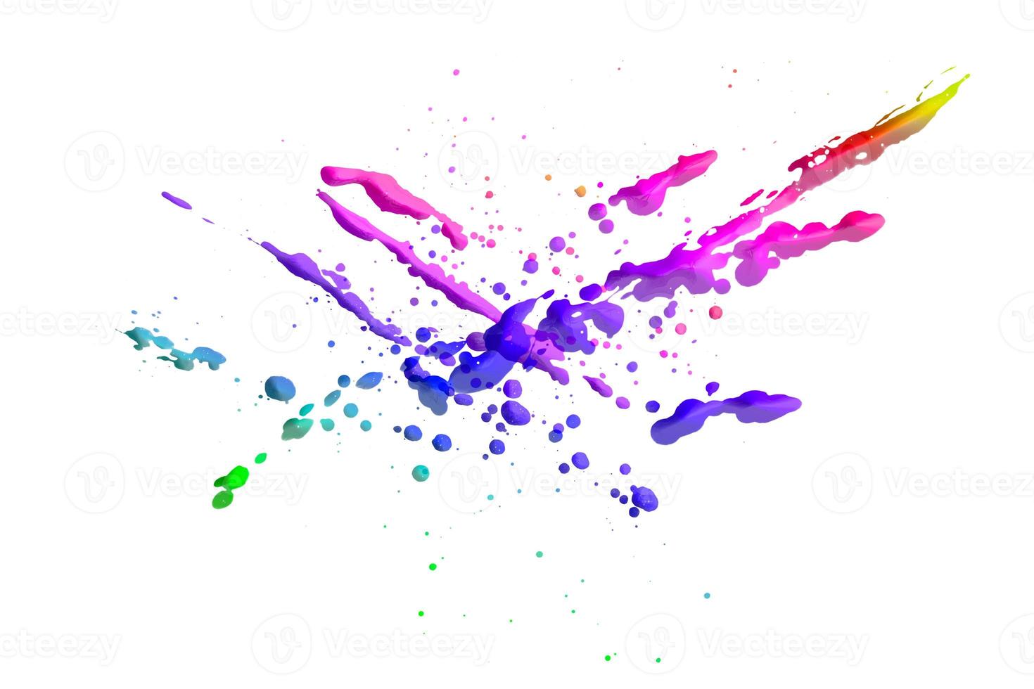 Colorful drops isolated on white background,paint splashing,brush drips, abstract pattern photo