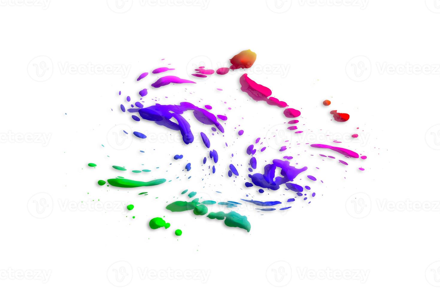 Colorful drops isolated on white background,paint splashing,brush drips, abstract pattern photo