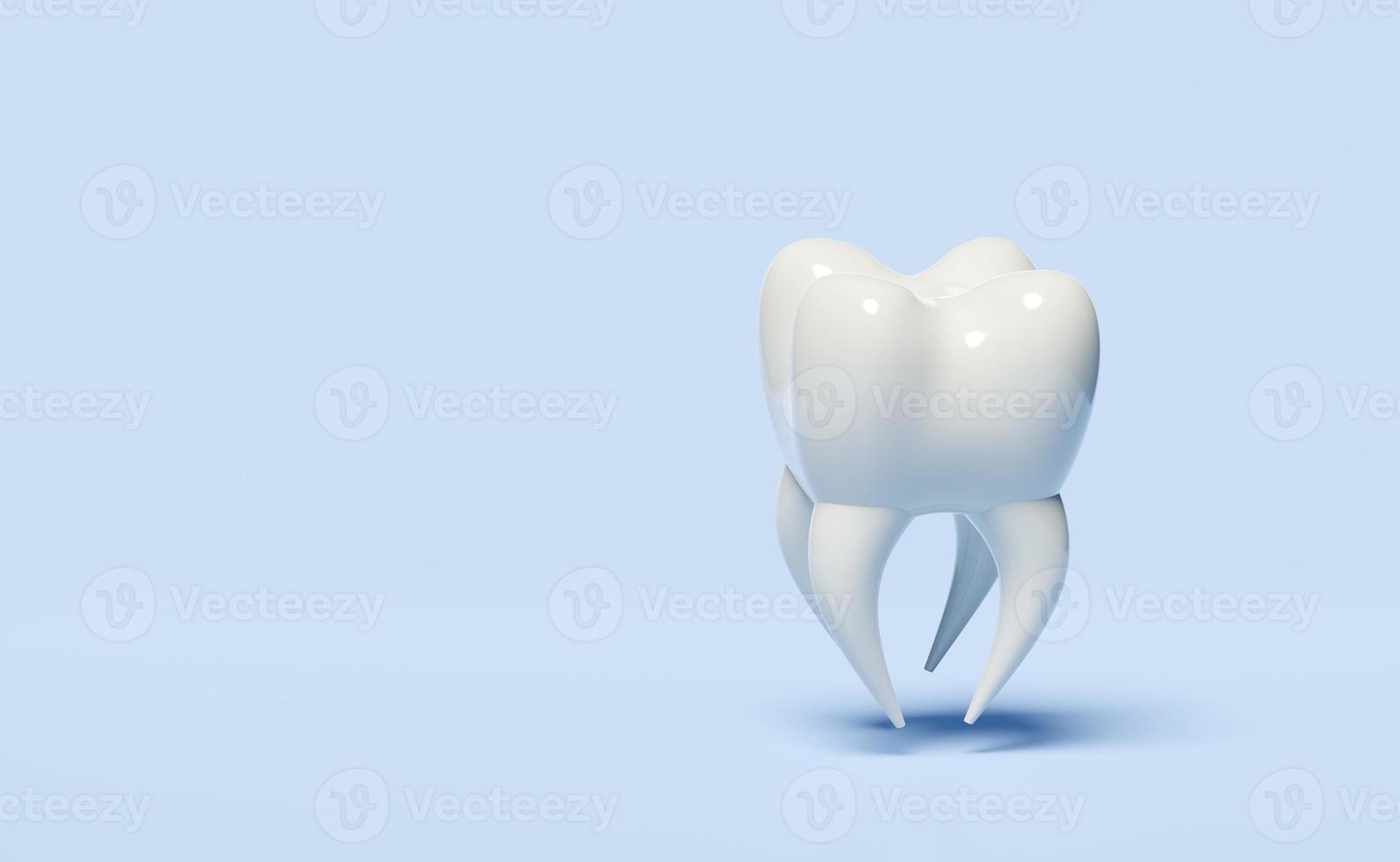 3d dental molar teeth model icon isolated on blue background. health of white teeth, dental examination of the dentist, 3d render illustration photo