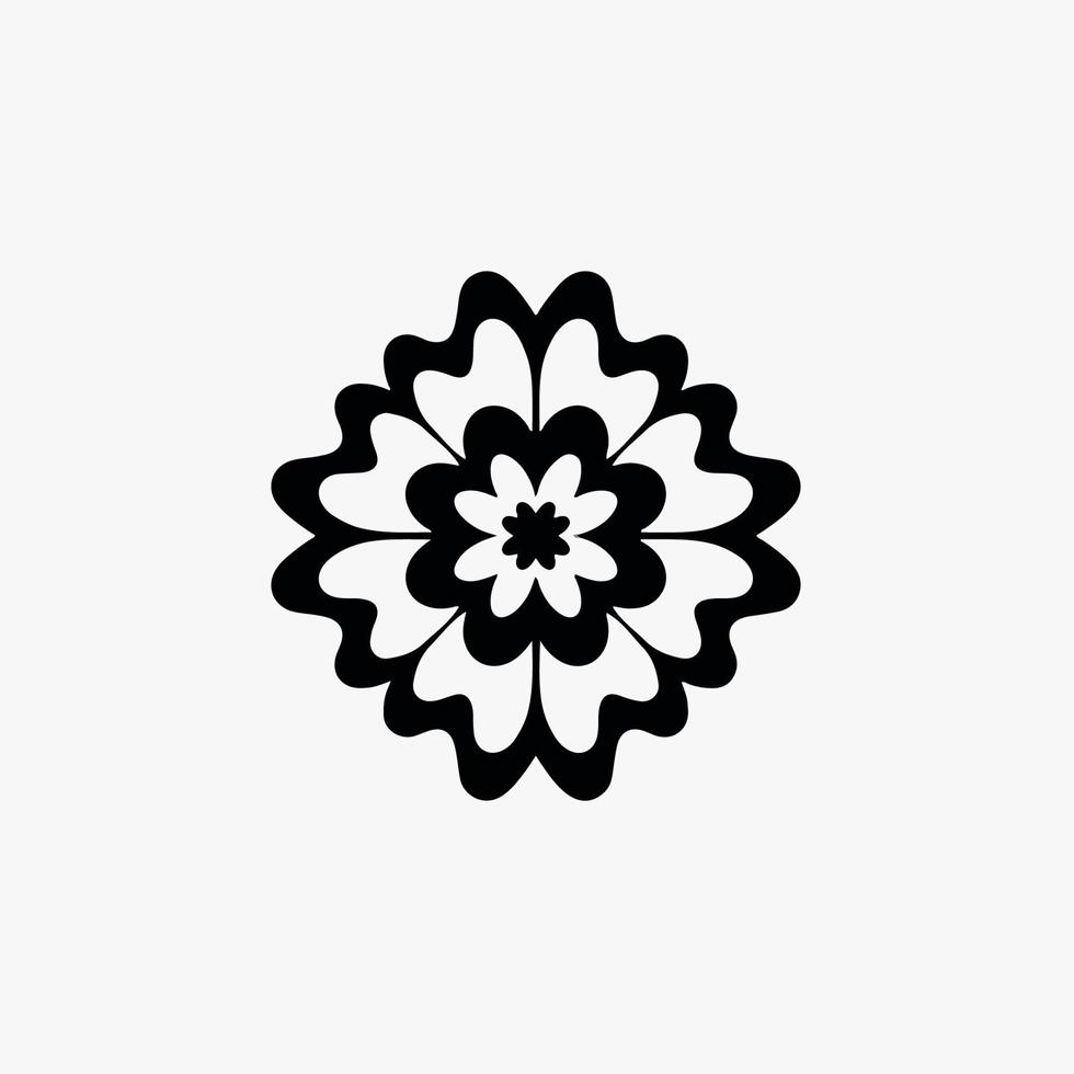 Black Mandala Tribal Flower Symbol Logo on White Background. Stencil ...