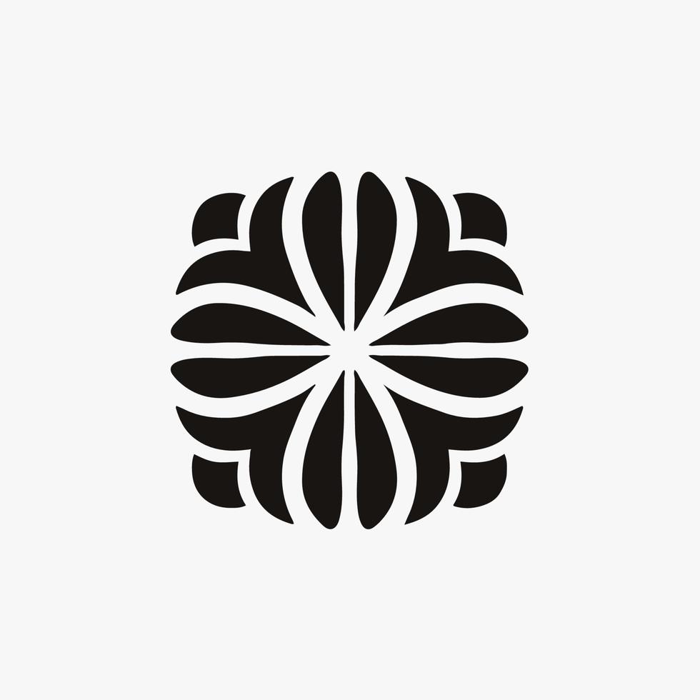 logotipo de símbolo de flor tribal mandala negro sobre fondo blanco. diseño de tatuaje de calcomanía de plantilla. ilustración vectorial plana. vector