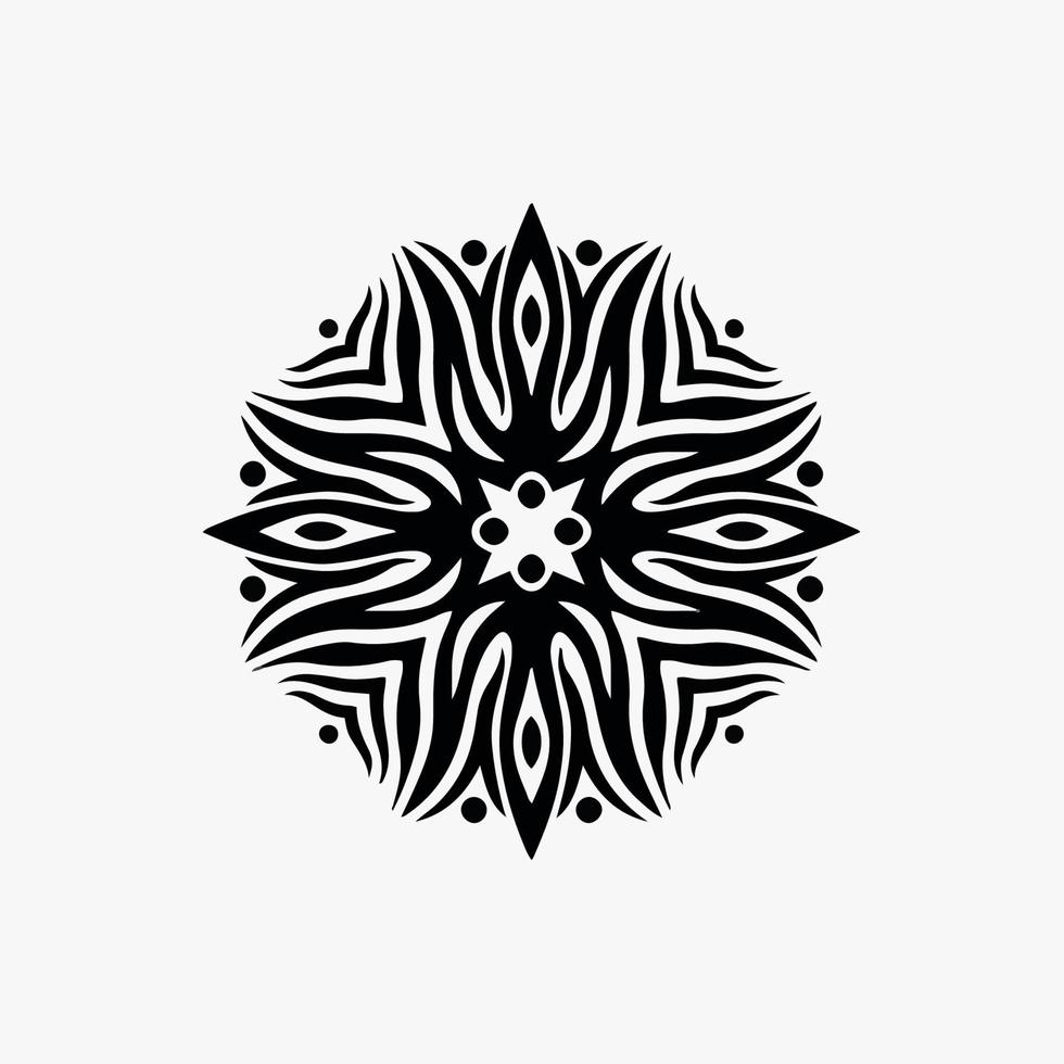 logotipo de símbolo de flor tribal mandala negro sobre fondo blanco. diseño de tatuaje de calcomanía de plantilla. ilustración vectorial plana. vector