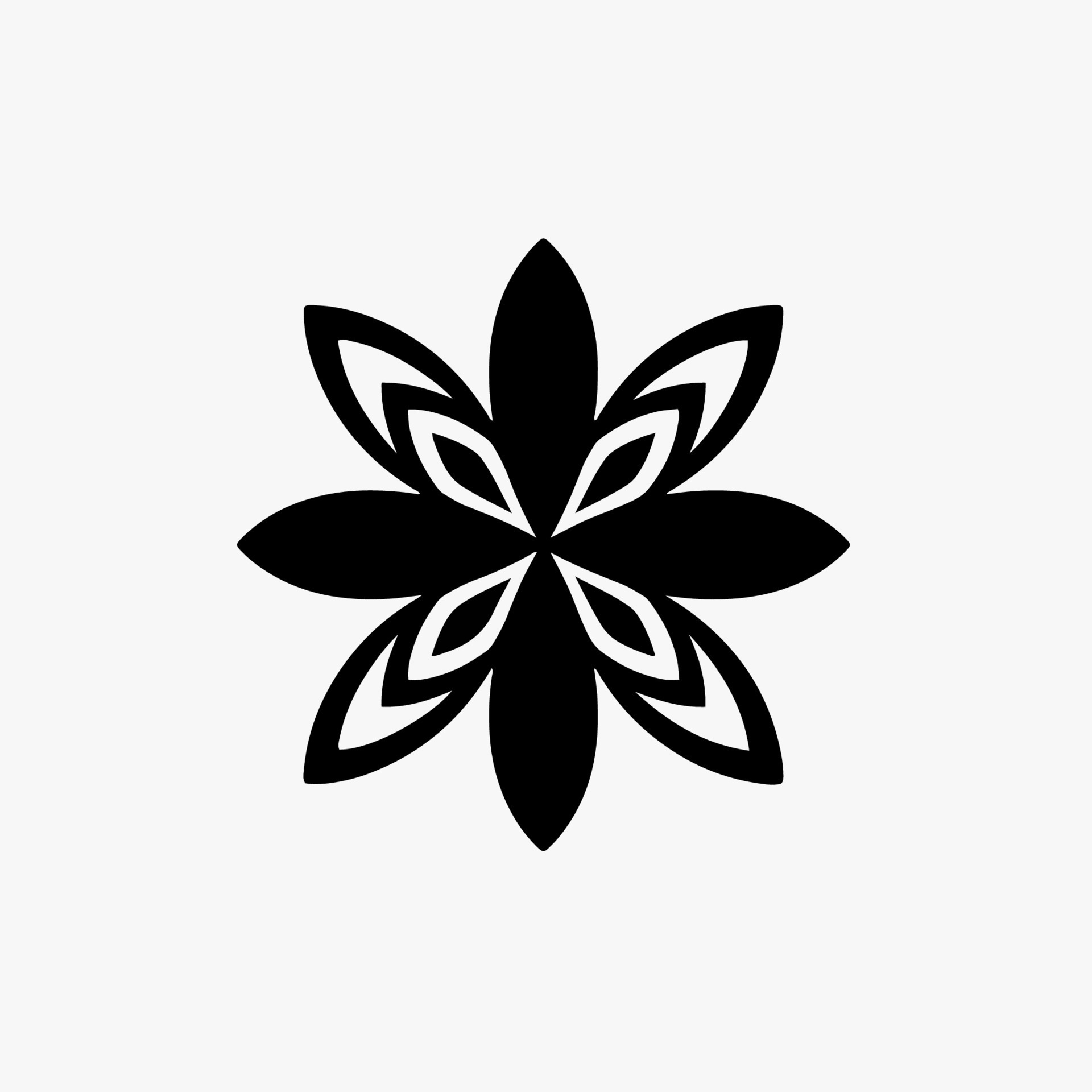 Black Mandala Tribal Flower Symbol Logo on White Background. Stencil Decal Tattoo Design. Flat Vector Illustration. 13384283 Vector Art at Vecteezy