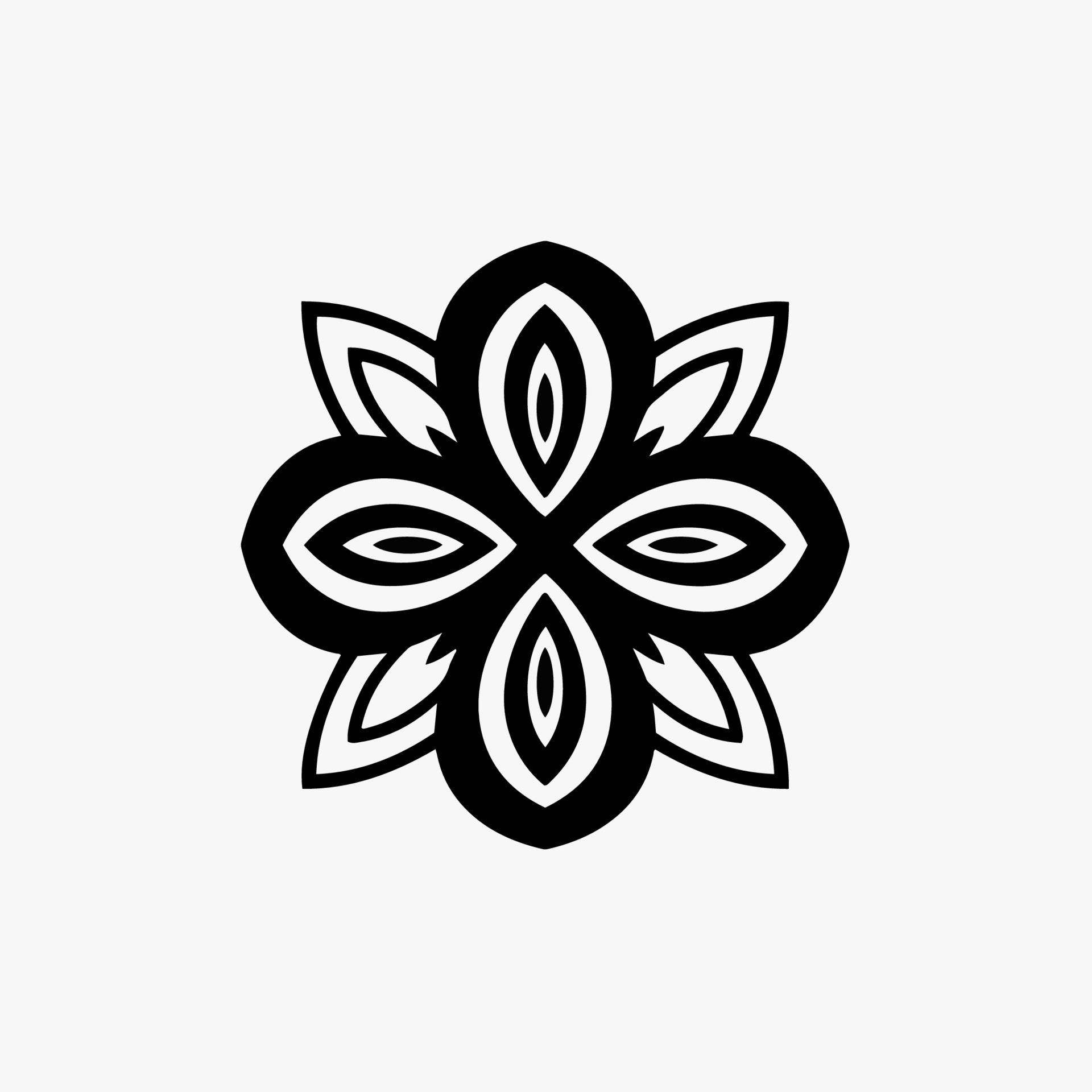 Black Mandala Tribal Flower Symbol Logo on White Background. Stencil Decal Tattoo  Design. Flat Vector Illustration. 13384286 Vector Art at Vecteezy