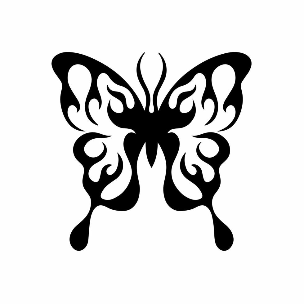 Tribal Butterfly Logo Symbol. Stencil Design. Tattoo Vector Illustration.