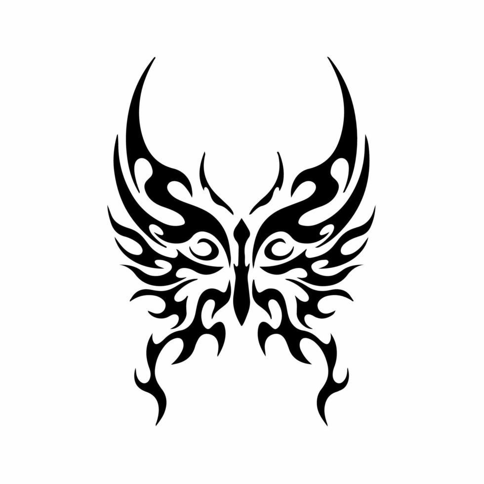 Tribal Butterfly Logo Symbol. Stencil Design. Tattoo Vector Illustration.