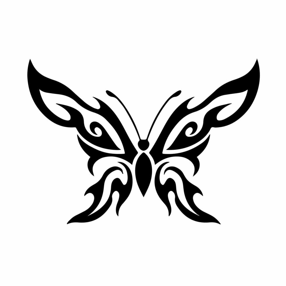 Tribal Butterfly Logo Symbol. Stencil Design. Tattoo Vector Illustration.