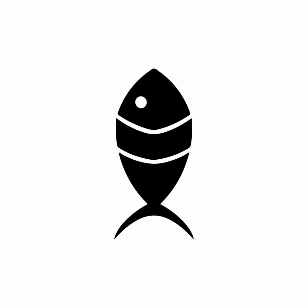 Fish Icon Logo Design. Black and White Stencil Flat Vector Illustration on White Background.