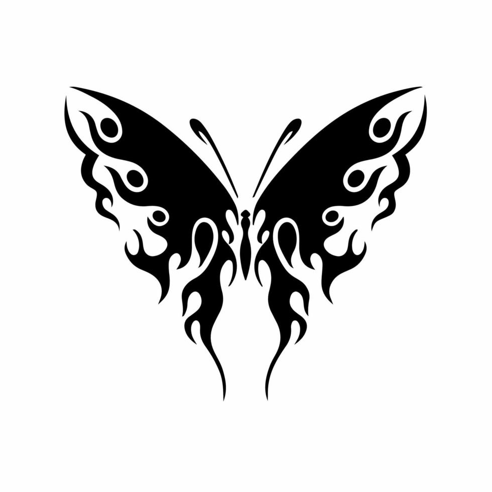 Tribal Butterfly Logo Symbol. Stencil Design. Tattoo Vector Illustration.