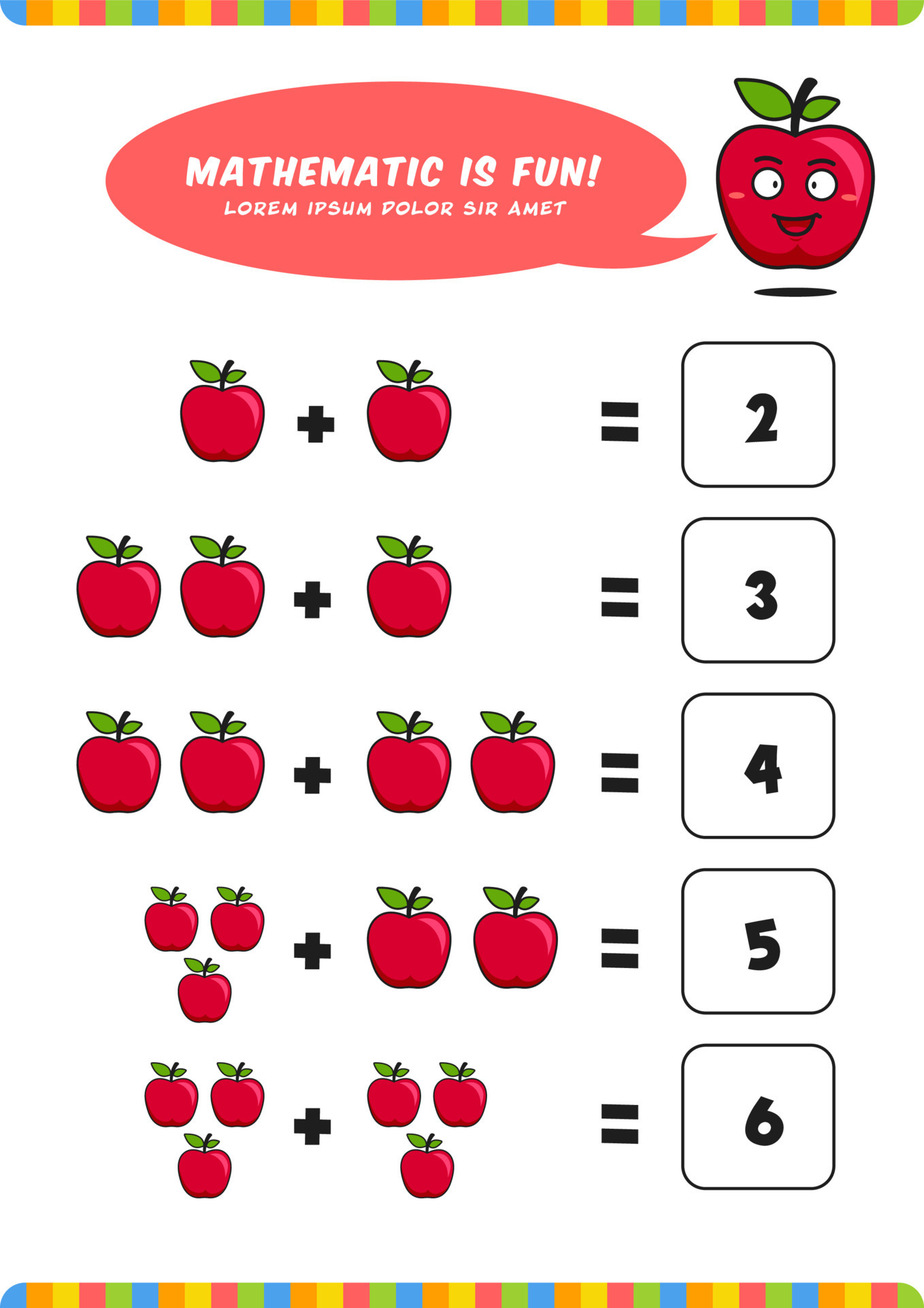 preschool addition mathematics learn worksheet activity template with