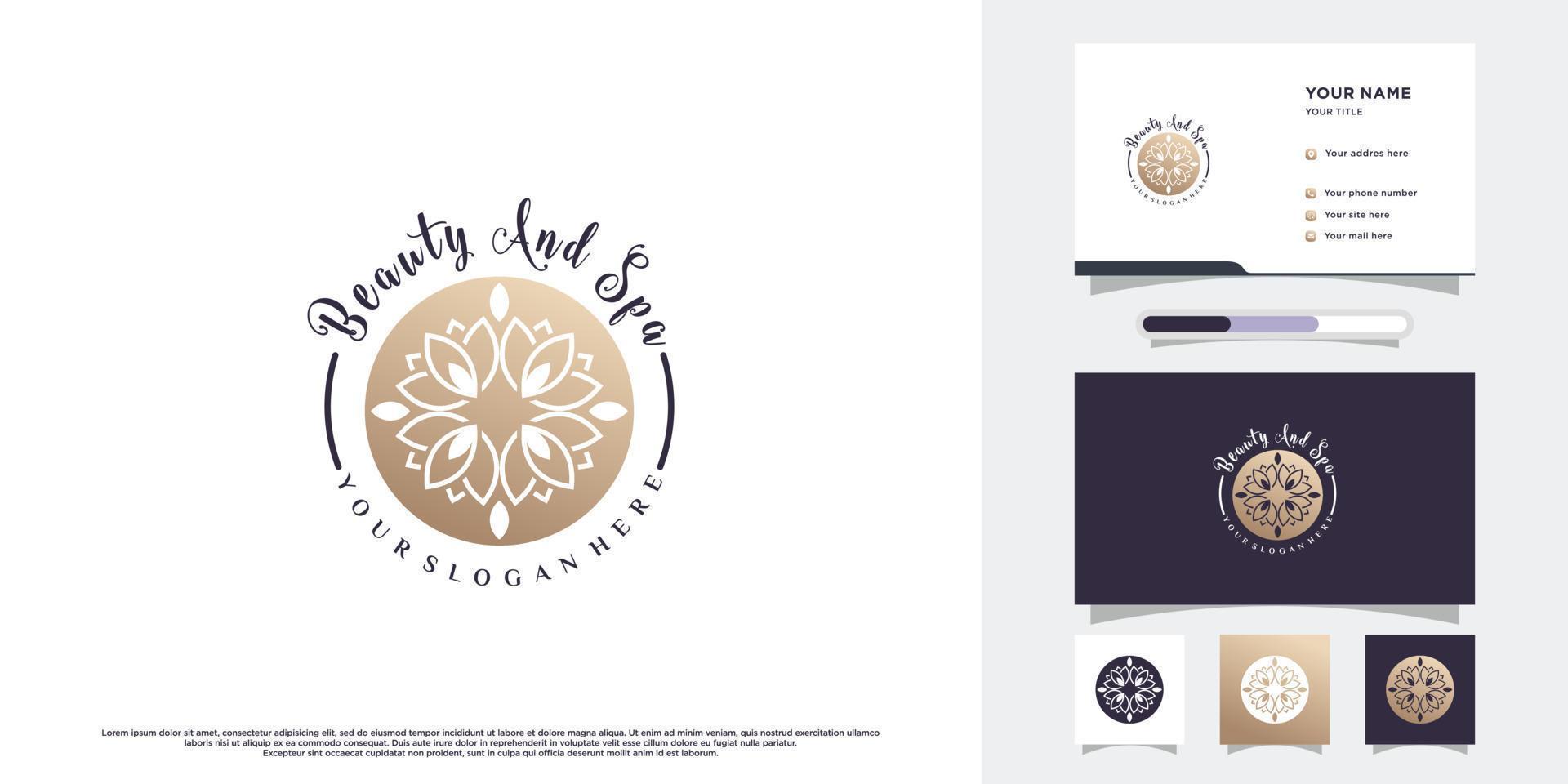 Natural beauty logo design for beauty salon with creative modern concept and business card Premium Vector