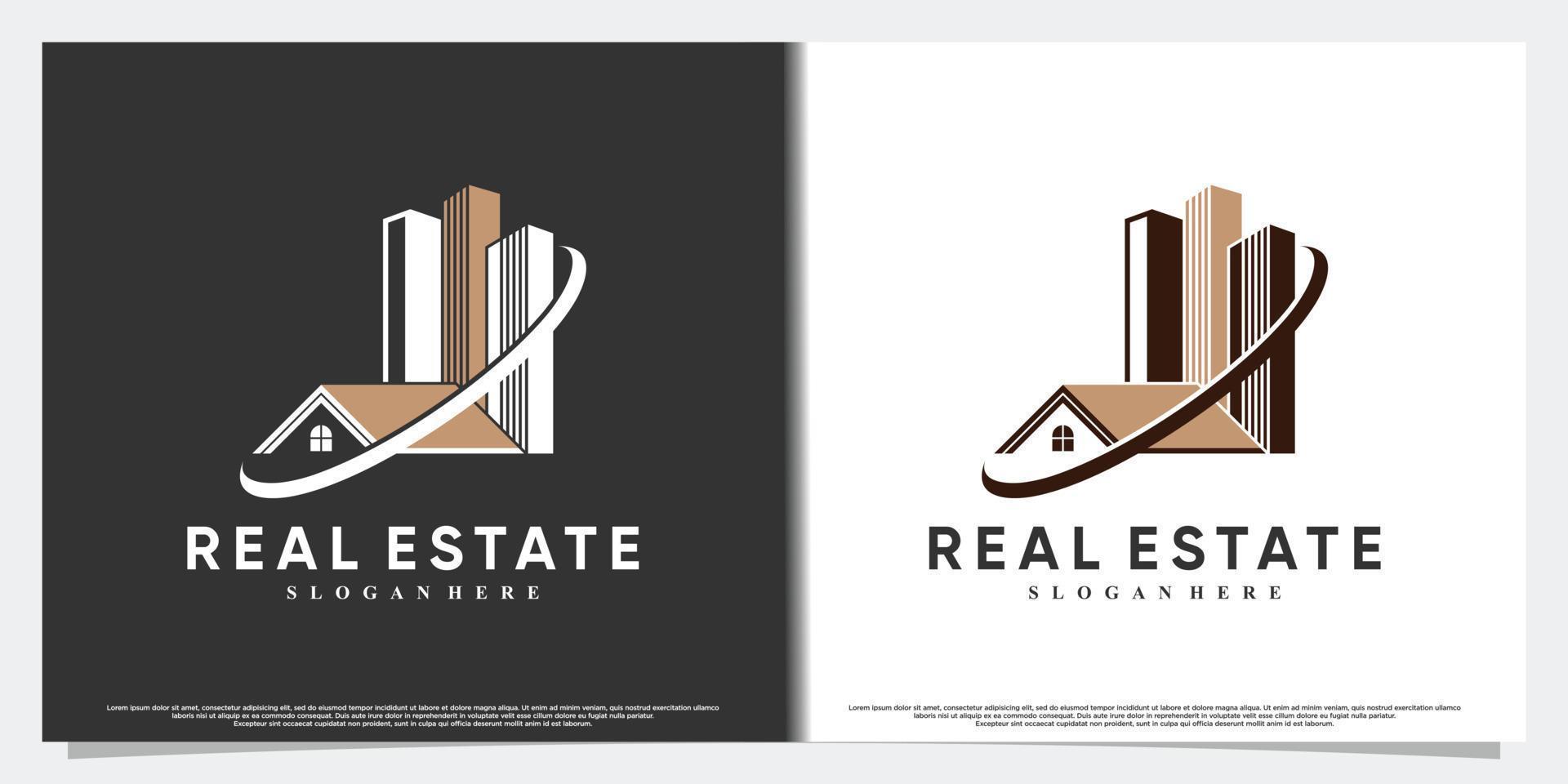 Icon real estate logo design with style and modern concept Premium Vector