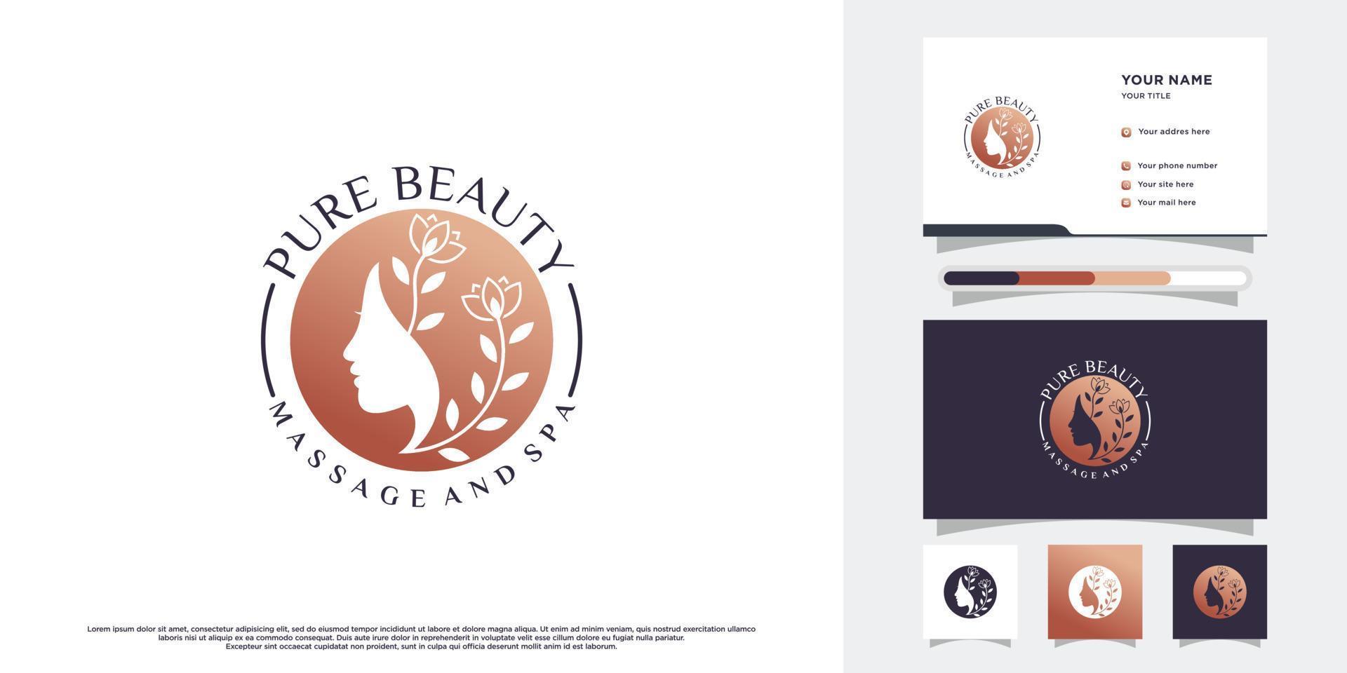 colección de diseño de logotipo de belleza con cara de mujer y vector premium de elemento creativo