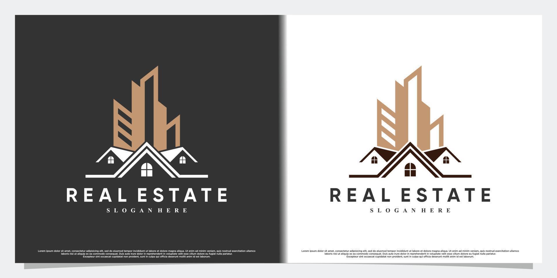 Icon real estate logo design with style and modern concept Premium Vector