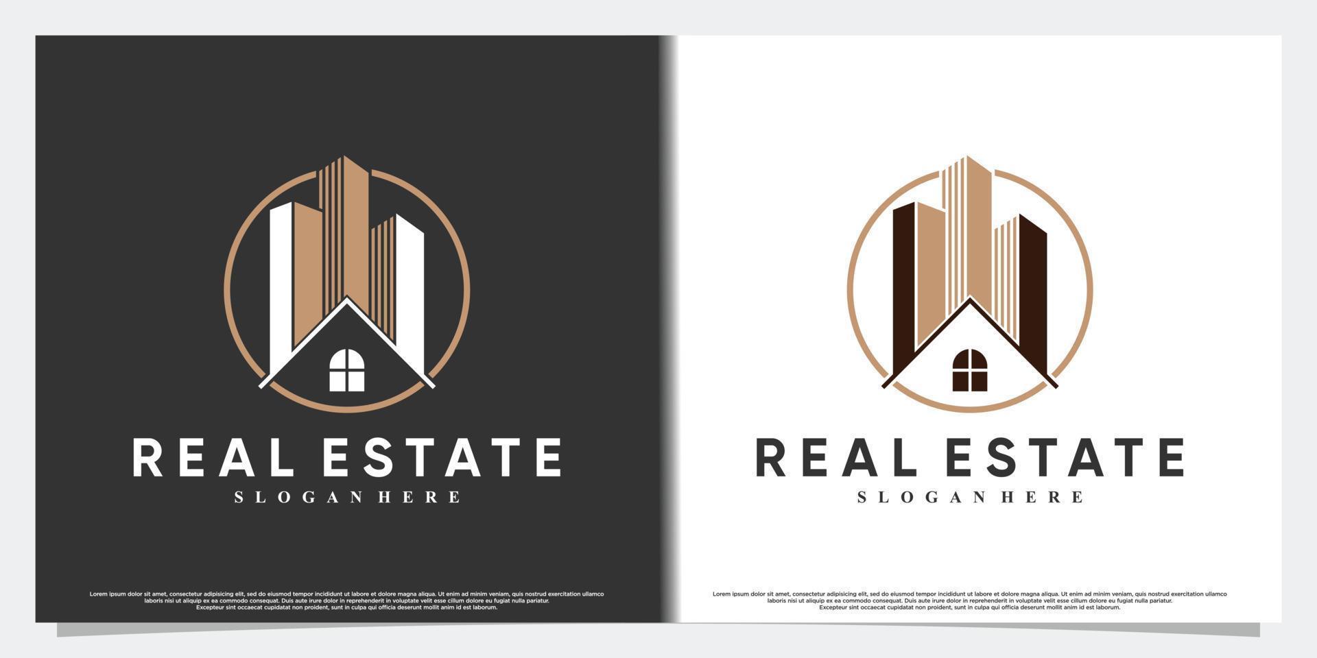 icono de diseño de logotipo de bienes raíces con estilo y concepto moderno vector premium