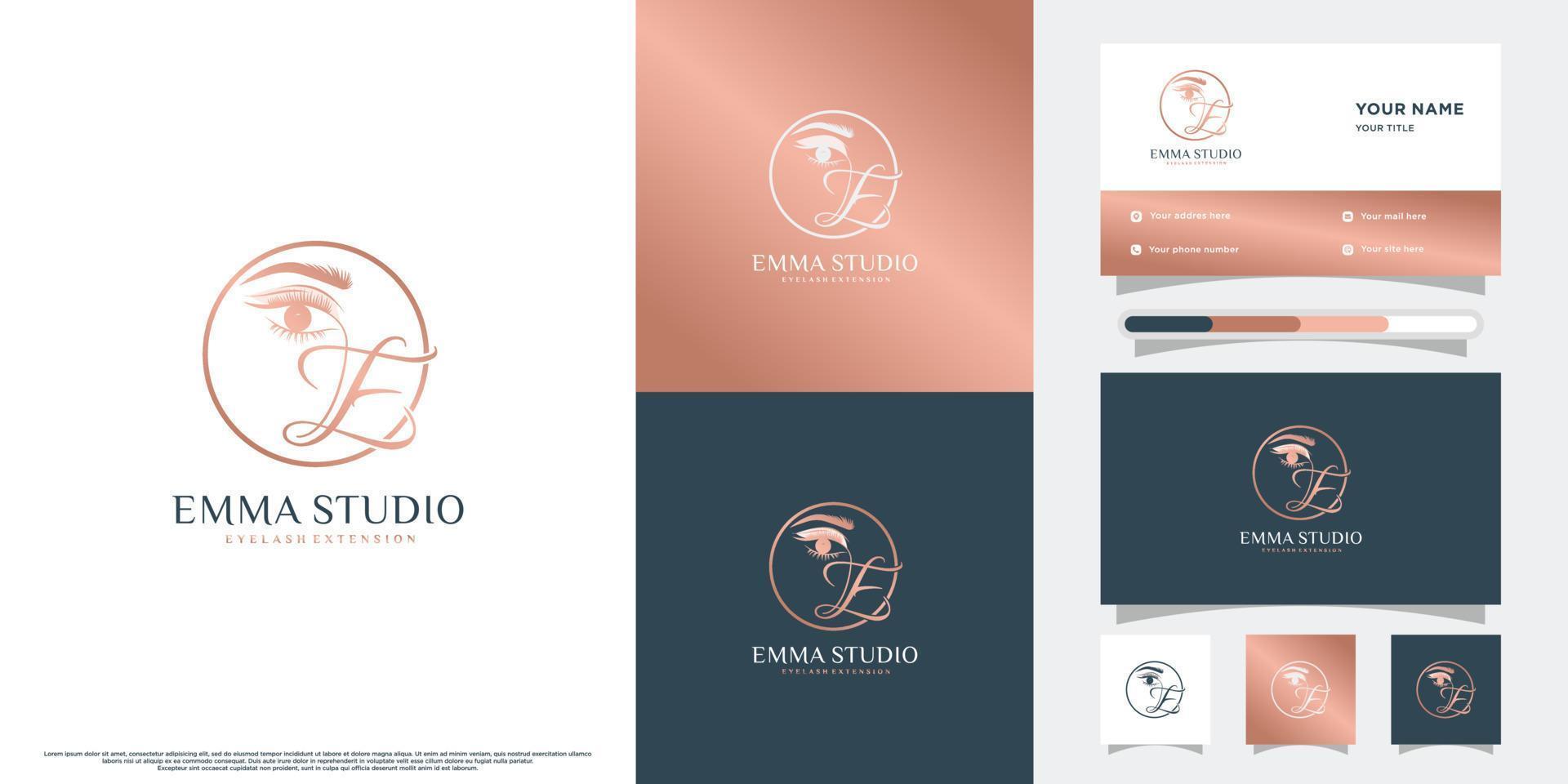 diseño de logotipo de extensión de pestañas de belleza con vector premium de elemento creativo