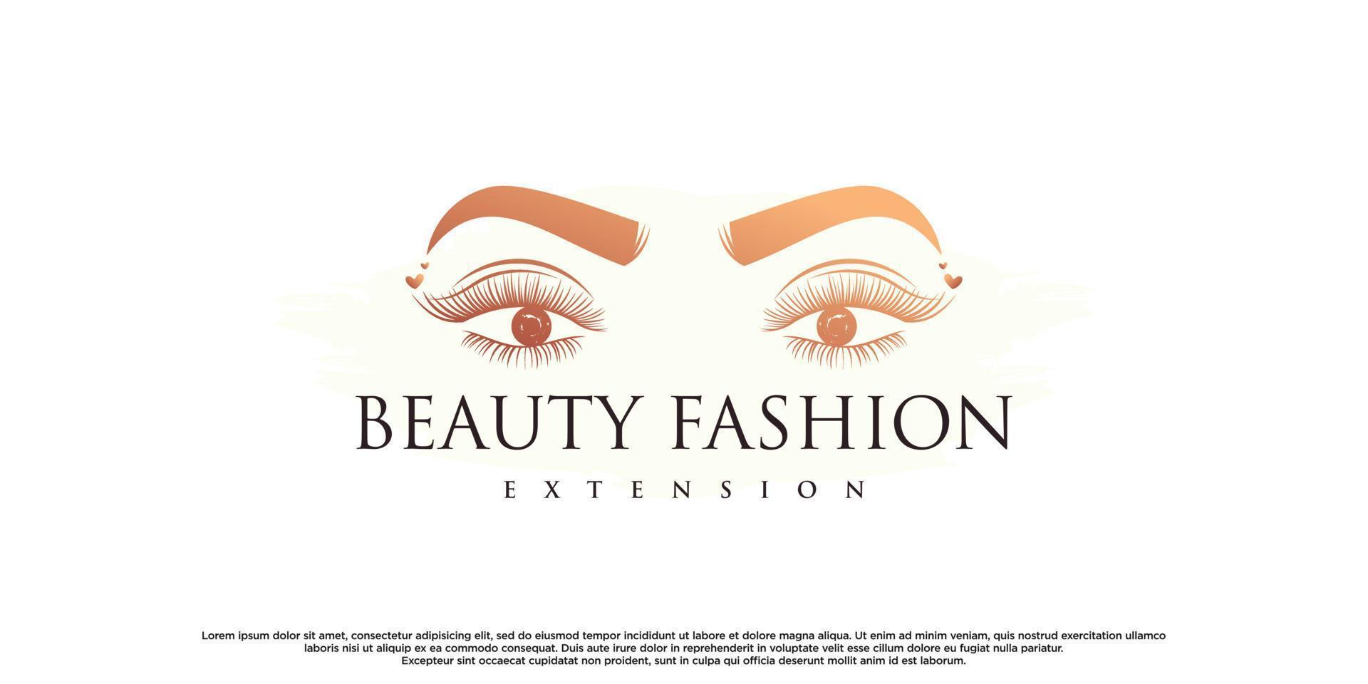Beauty eyelash extension logo design with creative element Premium Vector