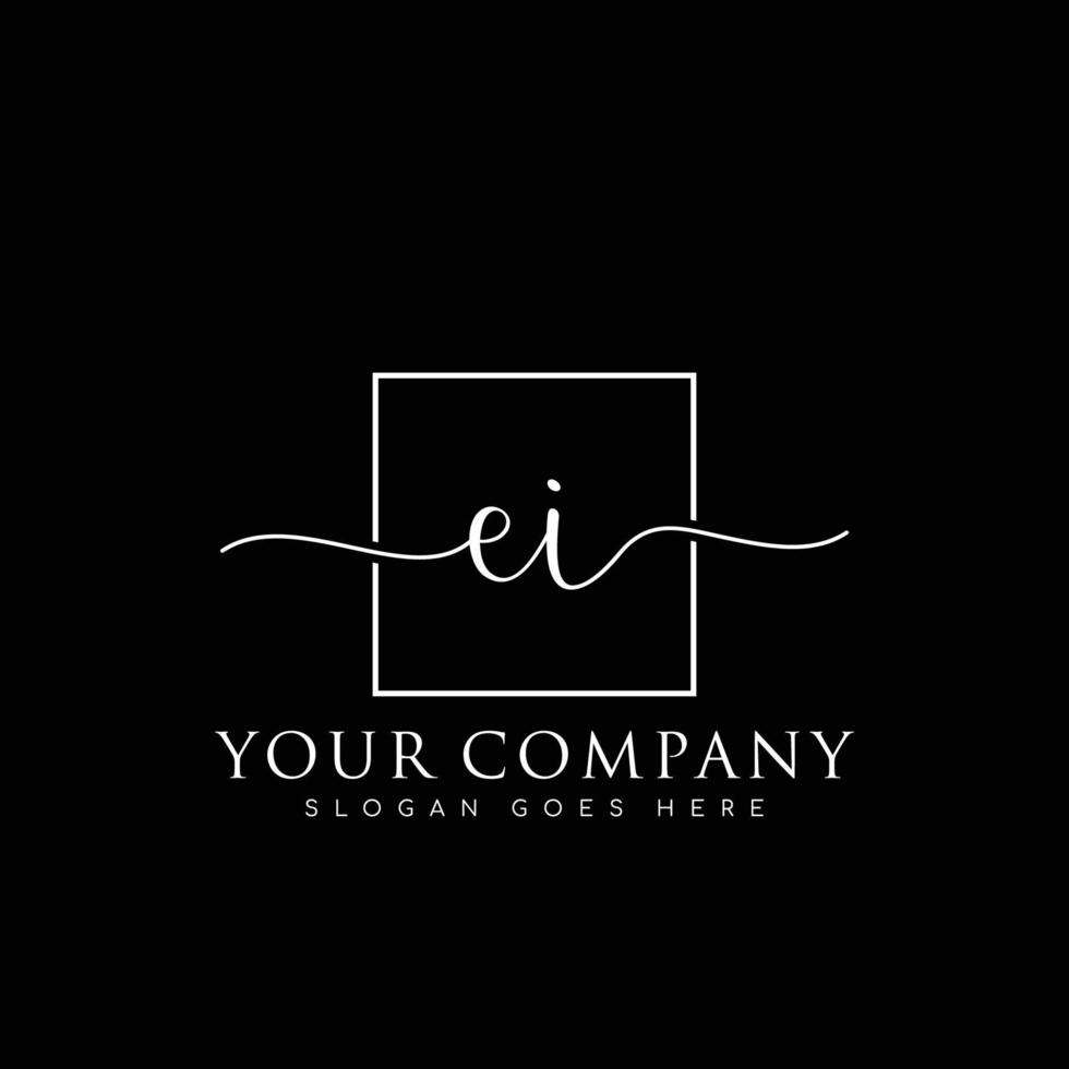 EI Initial handwriting minimalist logo vector