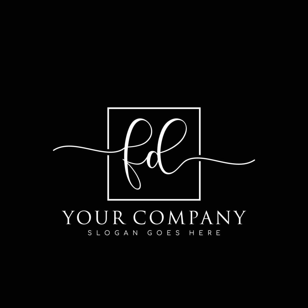 FD Initial handwriting minimalist logo vector