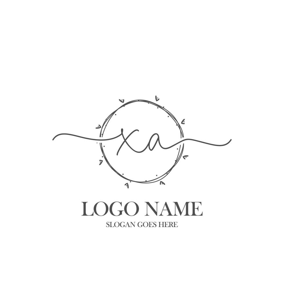 Initial XA beauty monogram and elegant logo design, handwriting logo of initial signature, wedding, fashion, floral and botanical with creative template. vector